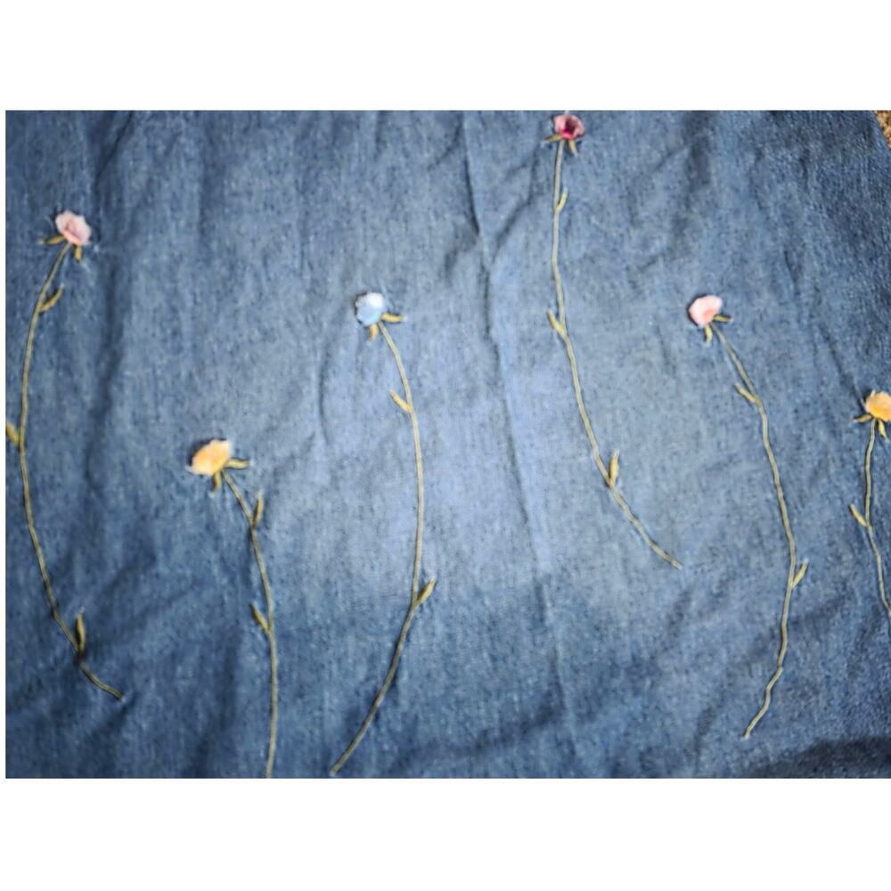 Lemon Grass  2pc denim button up 22W blouse with 2X Denim florals - Picture 7 of 9